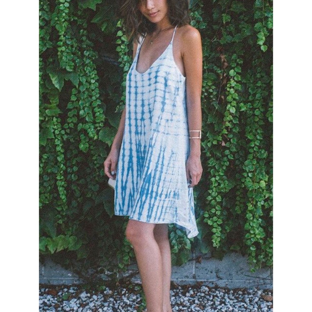 Chelsea & Violet Lyocell denim look tie dye strappy racerback dress size medium